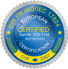 EUcert – DIN EN ISO/IEC 17024 zertifiziert, Cert-Nr. 1-22-1144